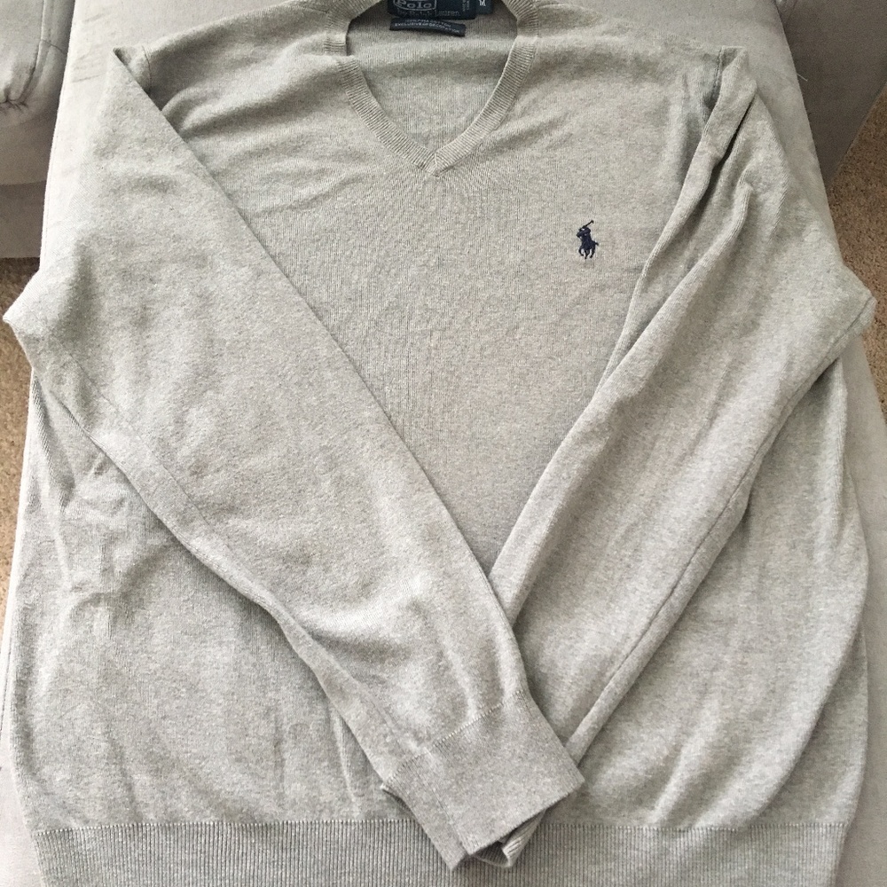 Polo Gray 100% Pima Cotton Sweater